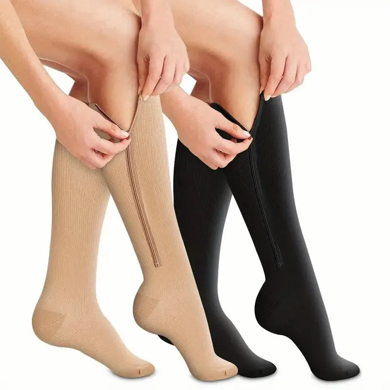 Nylon Elastane Zipper Compression Socks
