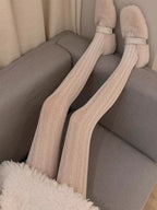 Floral Jacquard Nylon Elastane Mesh Stockings