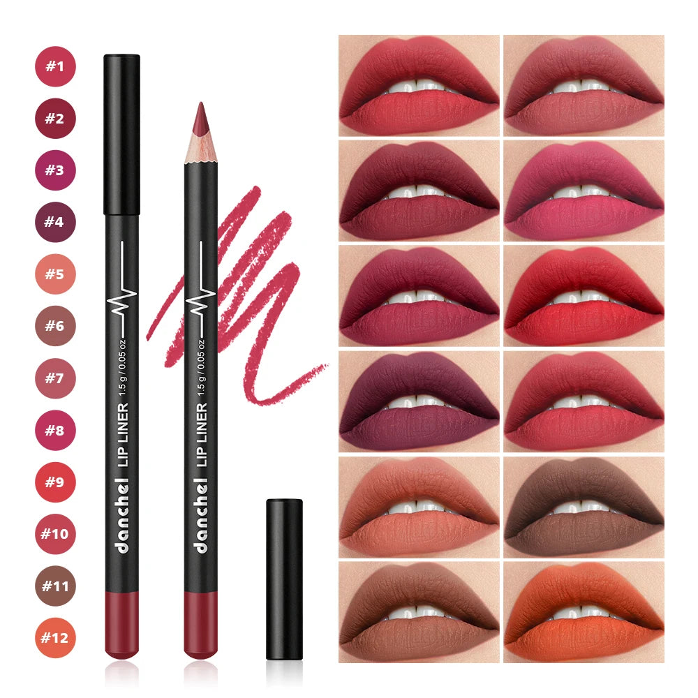12 Piece Waterproof Matte Lip Liner Pencil Set - 2