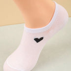 Polyester Elastane Low Cut No Show Heart Pattern Socks