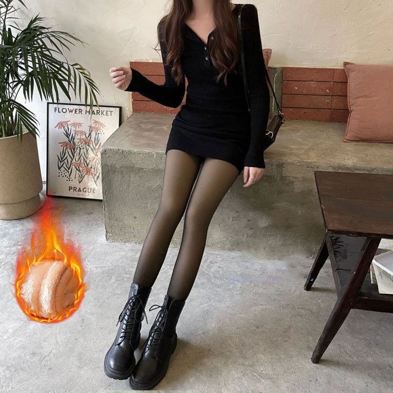 Fleece Lined Translucent Thermal Tights