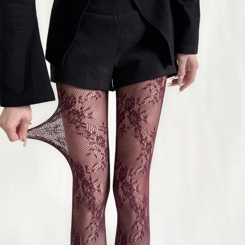 Floral Pattern Nylon Pantyhose Tights - 18