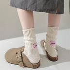 Thick Cotton Knit Mid Tube Crew Socks