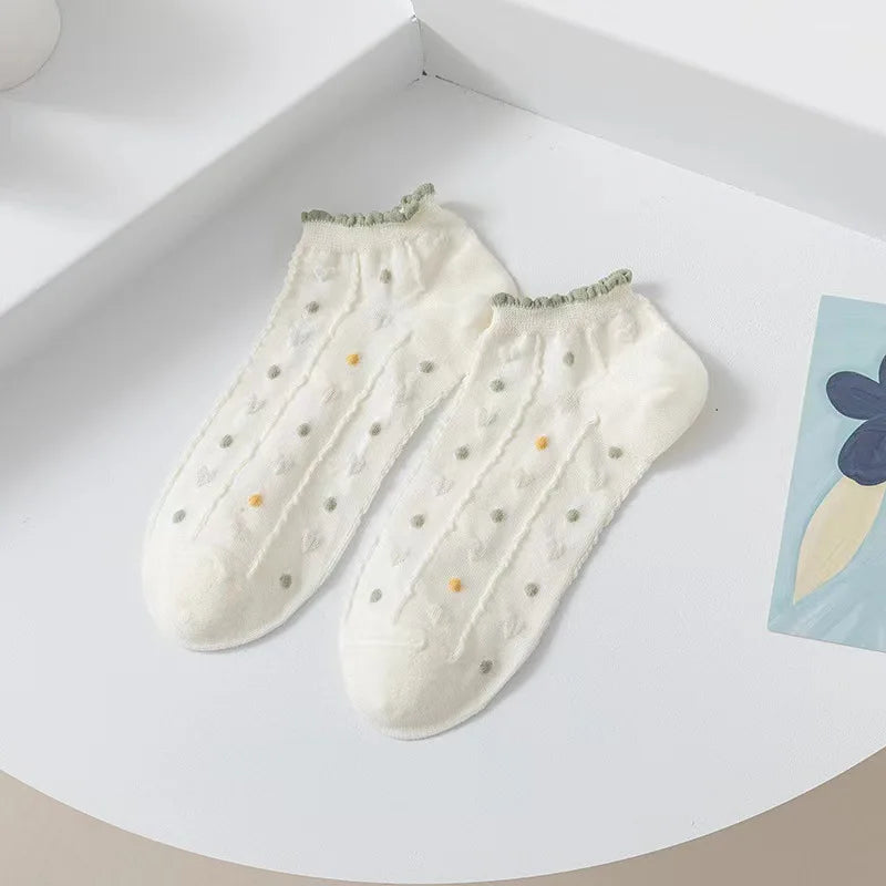 Floral Polyester Elastane Low Cut Socks - 8