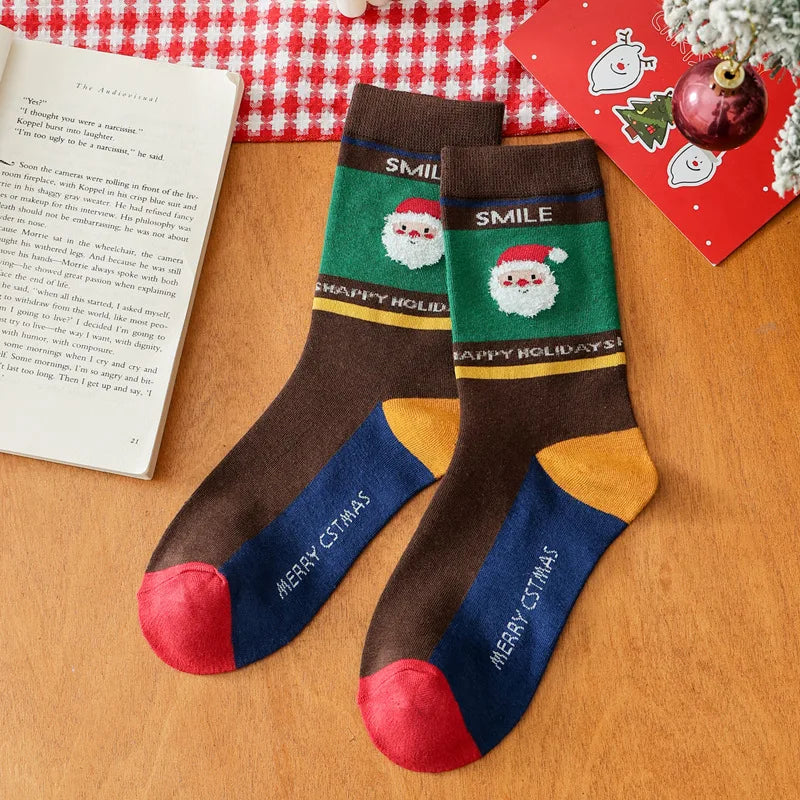 Cotton Christmas Mid Calf Socks for Women