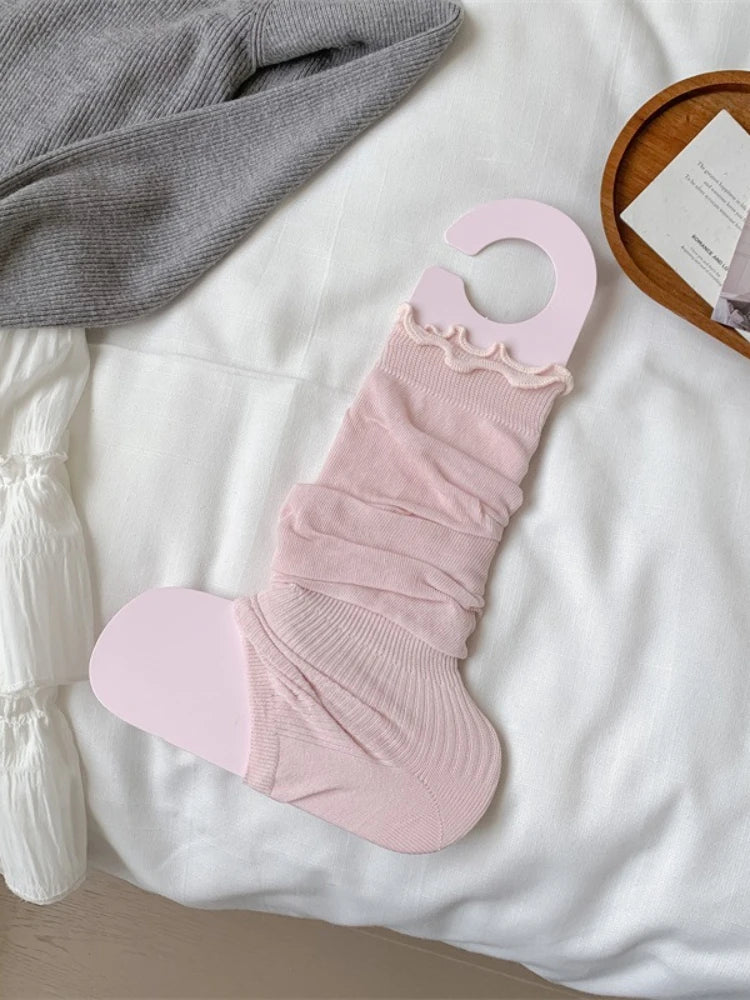 Cotton Ruffled Leg Warmers Slouch Socks