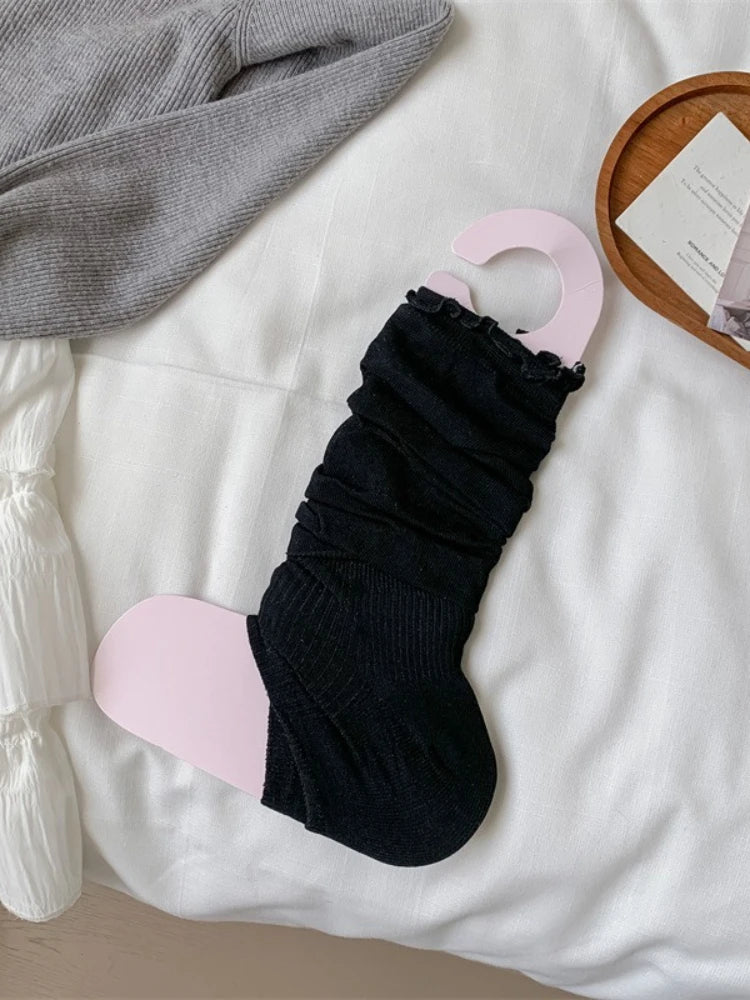 Cotton Ruffled Leg Warmers Slouch Socks
