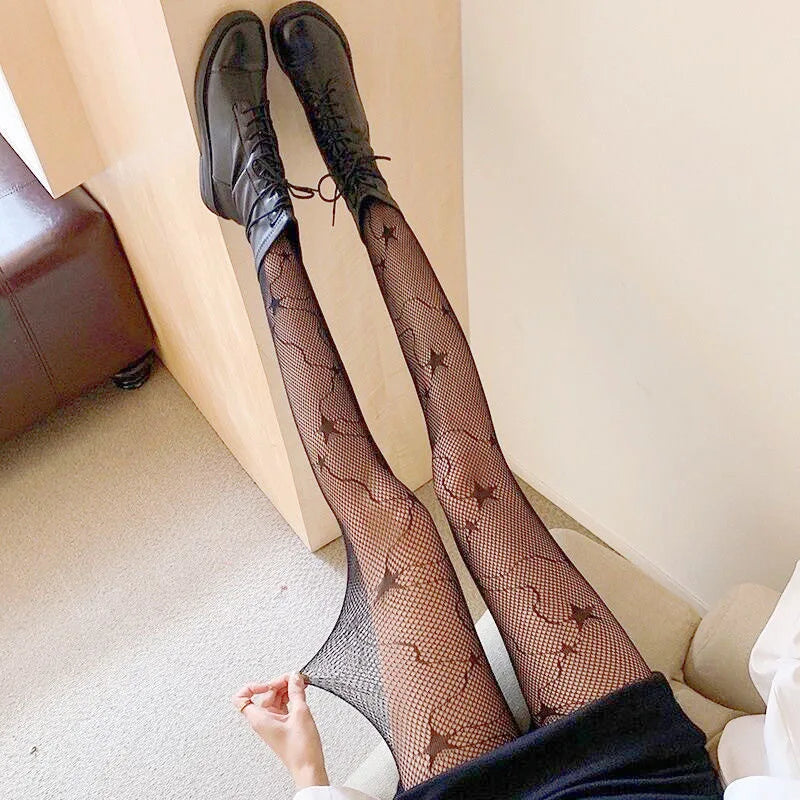Nylon Polyester Skull Pattern Fishnet Pantyhose