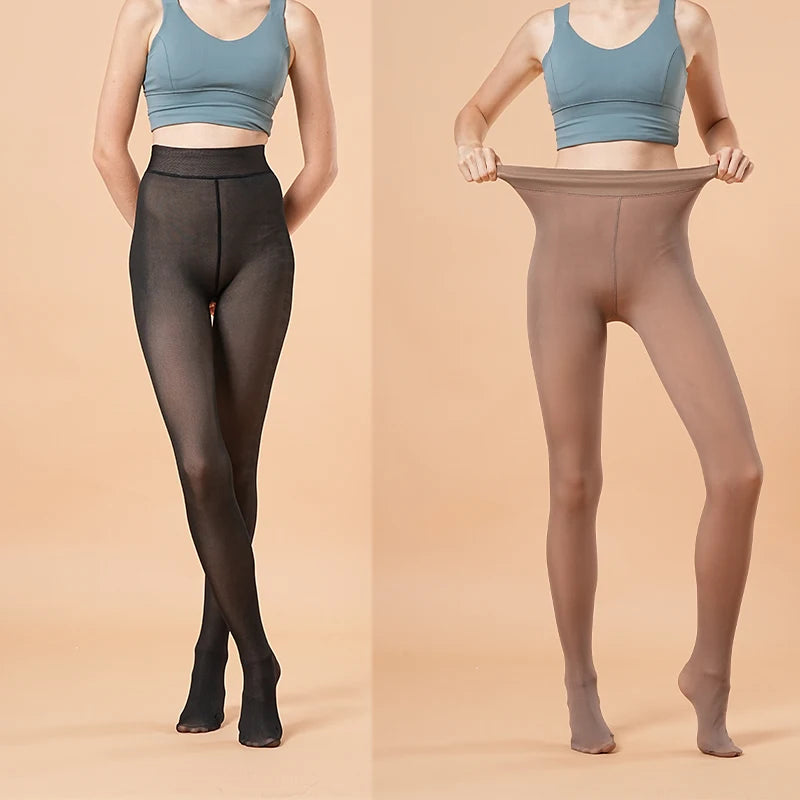 Fleece Lined Translucent Thermal Tights - 16