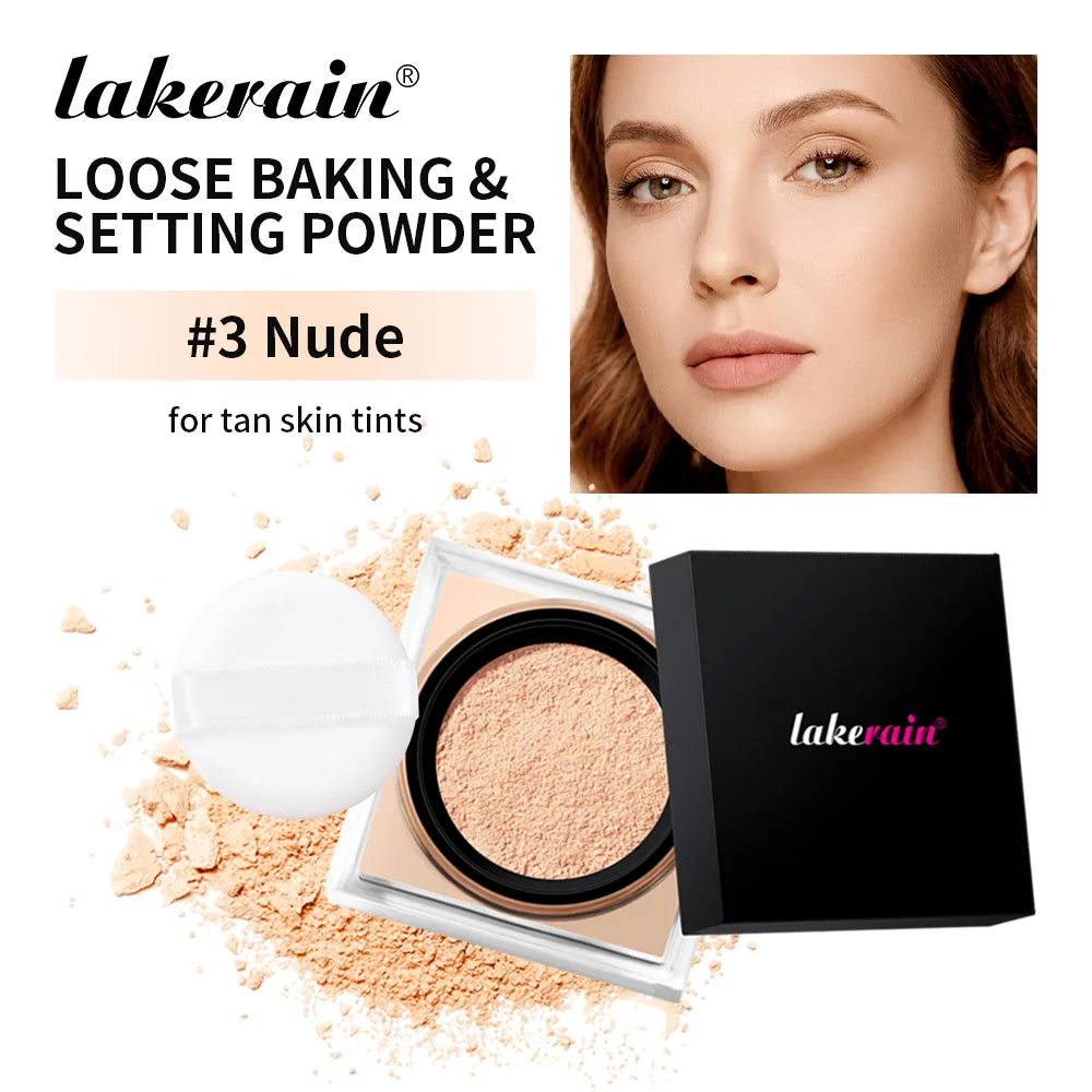 Matte Finish Loose Setting Powder Makeup With Puff - 2