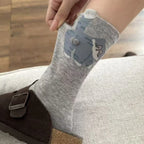 Polyester Elastane Kitten Pattern Mid Tube Socks