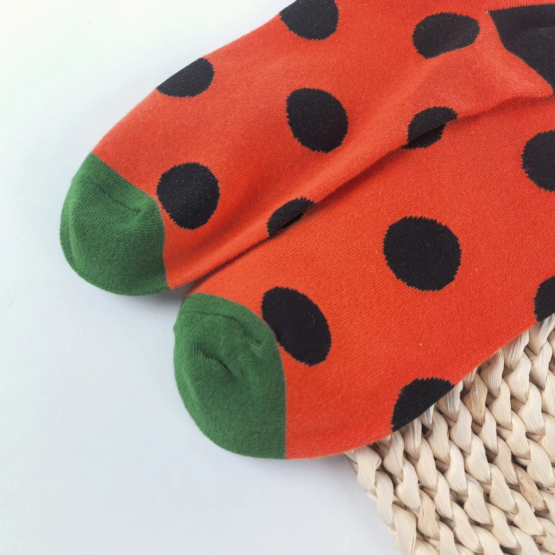Cotton Blend Polka Dot Mid Calf Unisex Socks
