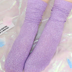 Shiny Metallic Cotton Blend Mid Tube Casual Socks