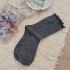 Polyester Spandex Polka Dot Mid Tube Casual Socks