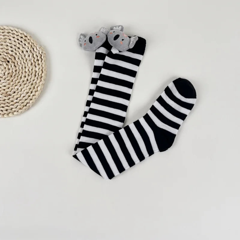 Striped Polyester Elastane Over The Knee Koala Socks - 9