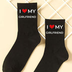 Polyester Blend Matching Couple Crew Socks