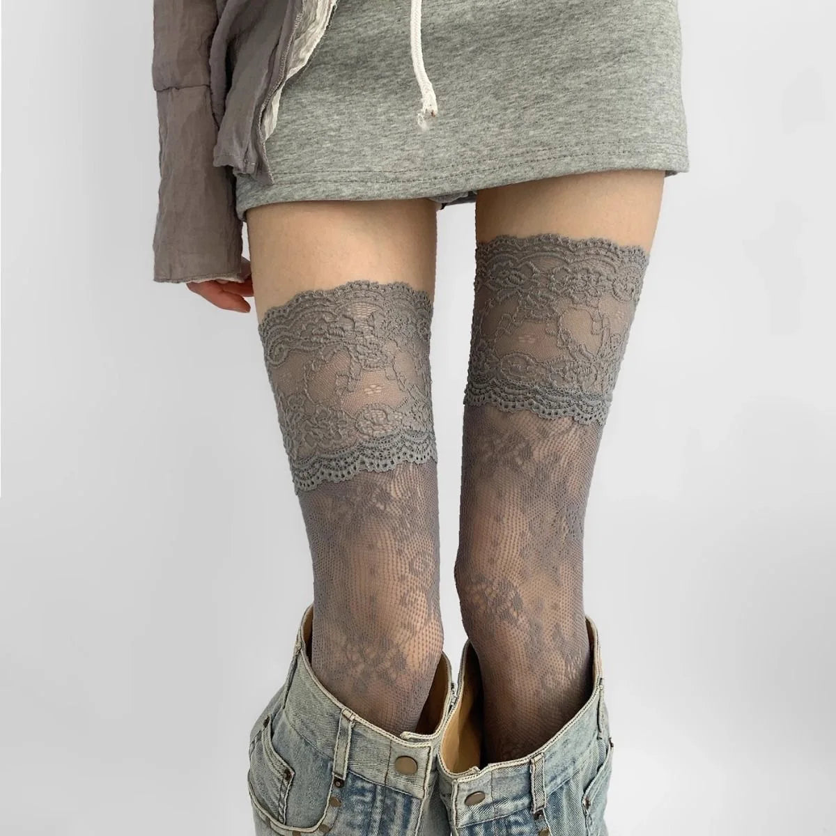 Nylon Lace Thigh High Stockings Over The Knee Socks