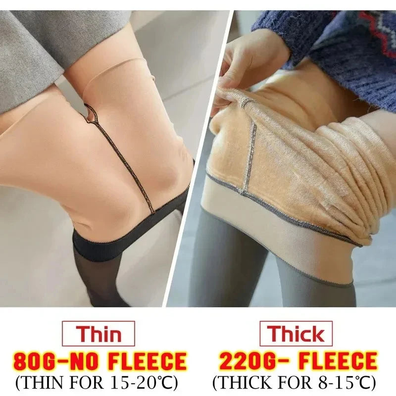 Polyester Elastane Fleece Lined Thermal Tights - 2