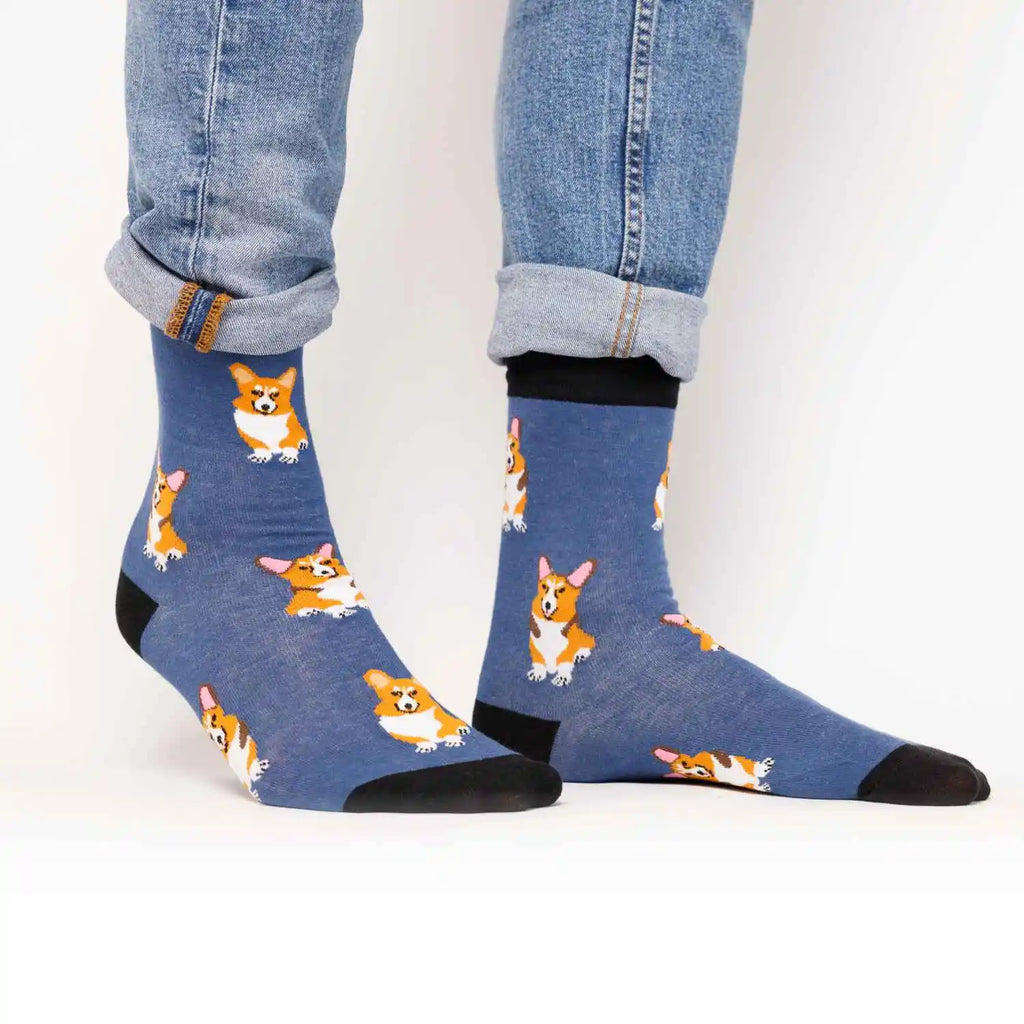 Cotton Blend Corgi Pattern Crew Socks