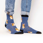 Cotton Blend Corgi Pattern Crew Socks