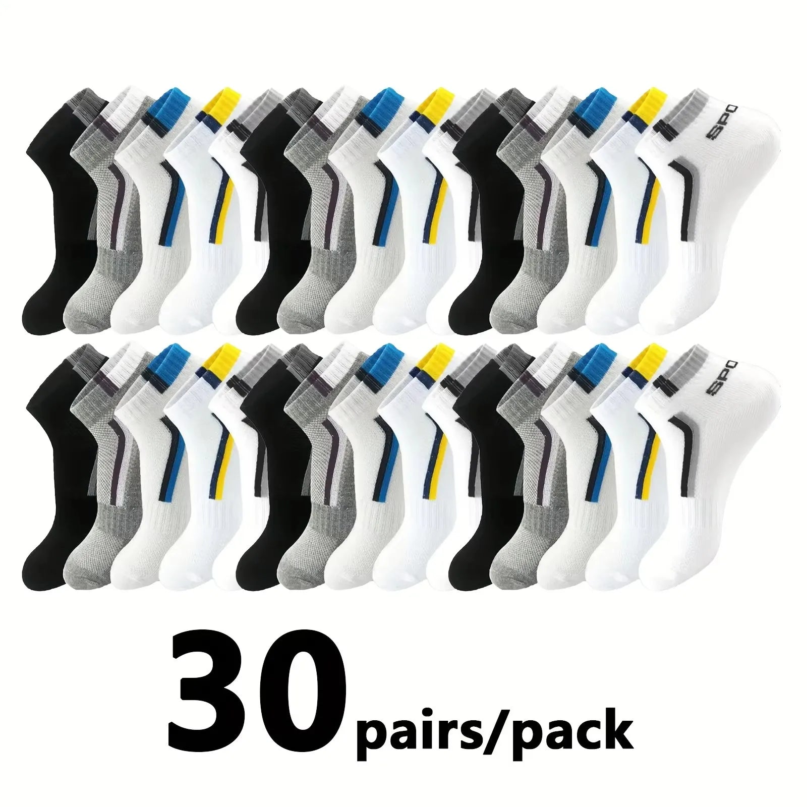 Polyester Spandex Mens Casual Ankle Socks 5 Pair Set - 7