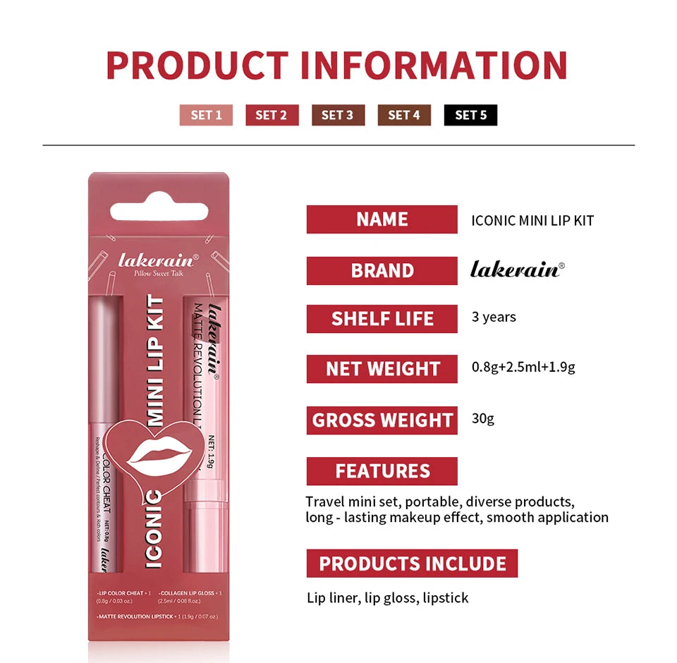 Matte Lipstick and Lip Liner Makeup Set