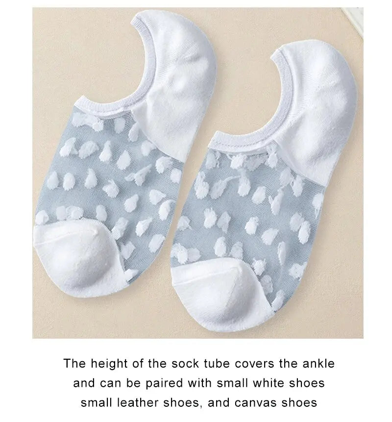 Polyester Elastane Polka Dot Low Tube Casual Women Socks