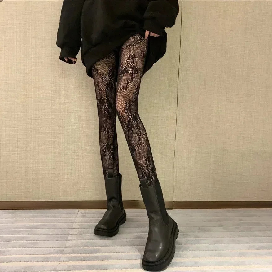 Floral Nylon Pantyhose Breathable Lace Tights