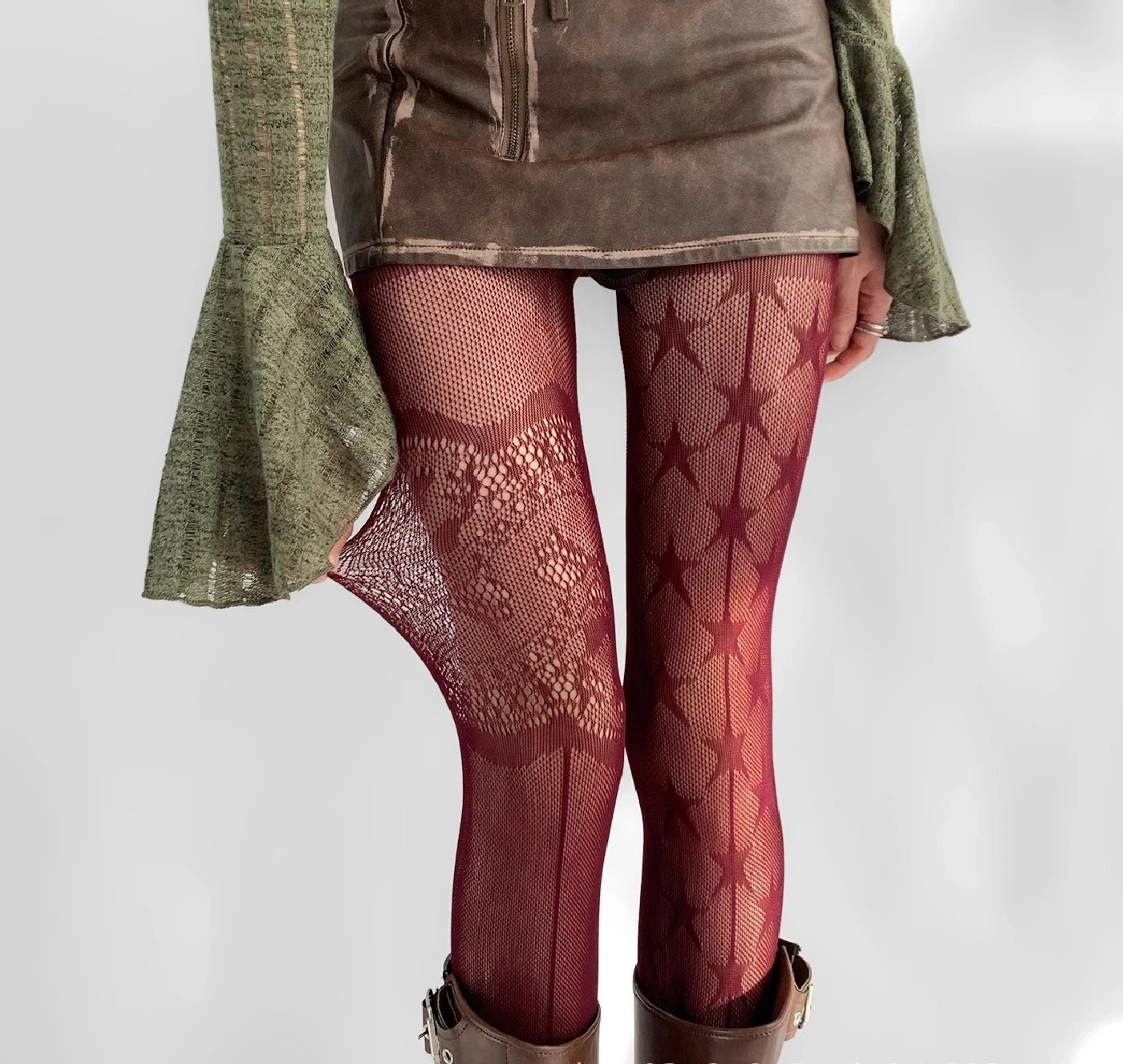 Nylon Lace Star Pattern Pantyhose Mesh Tights - 15