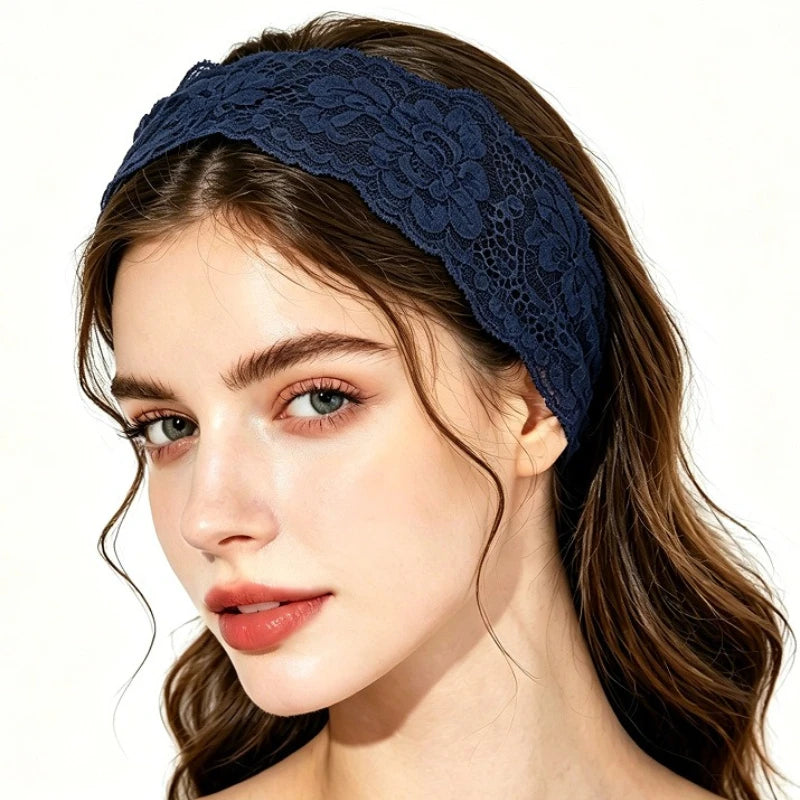 Floral Lace Elastic Headband for Women