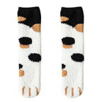 Polyester Elastane Cat Paw Pattern Mid Tube Thick Winter Socks