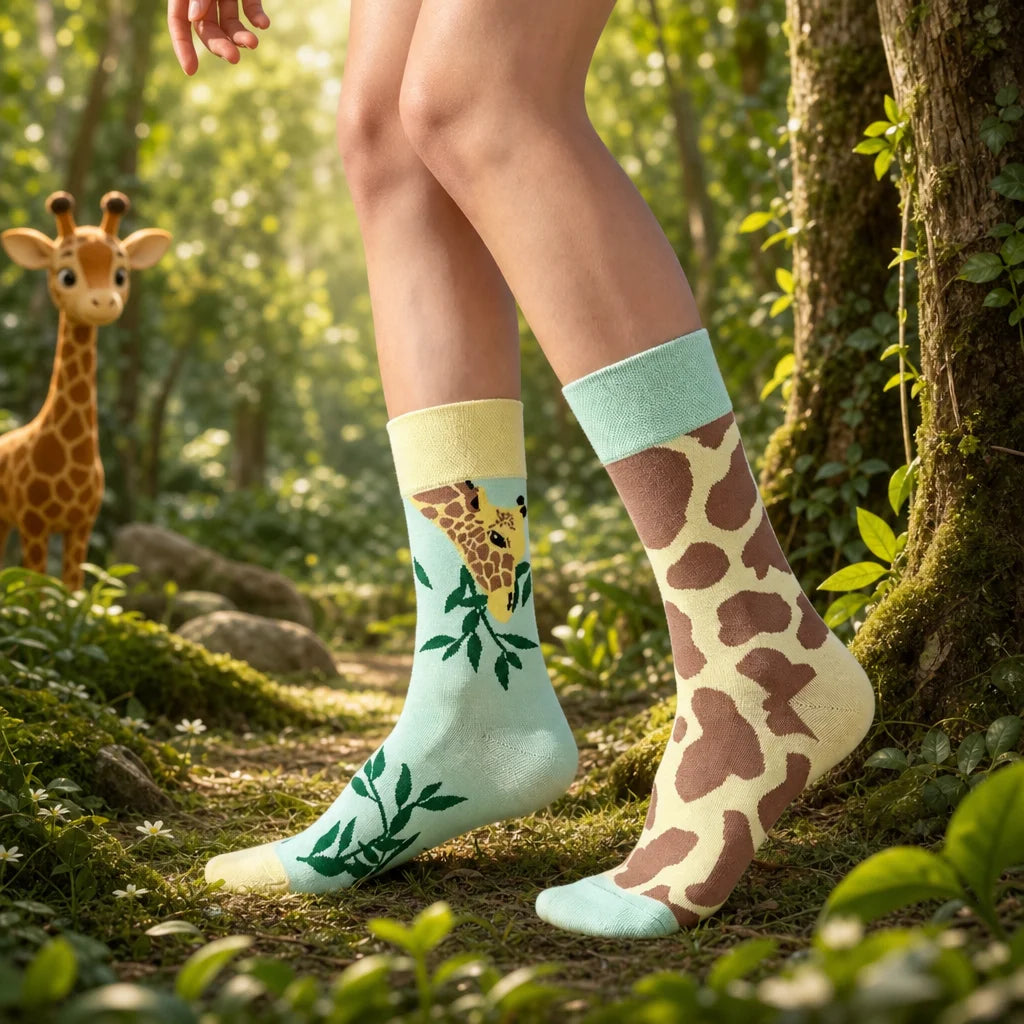 Cotton Blend Giraffe Print Casual Mid Calf Socks - 1