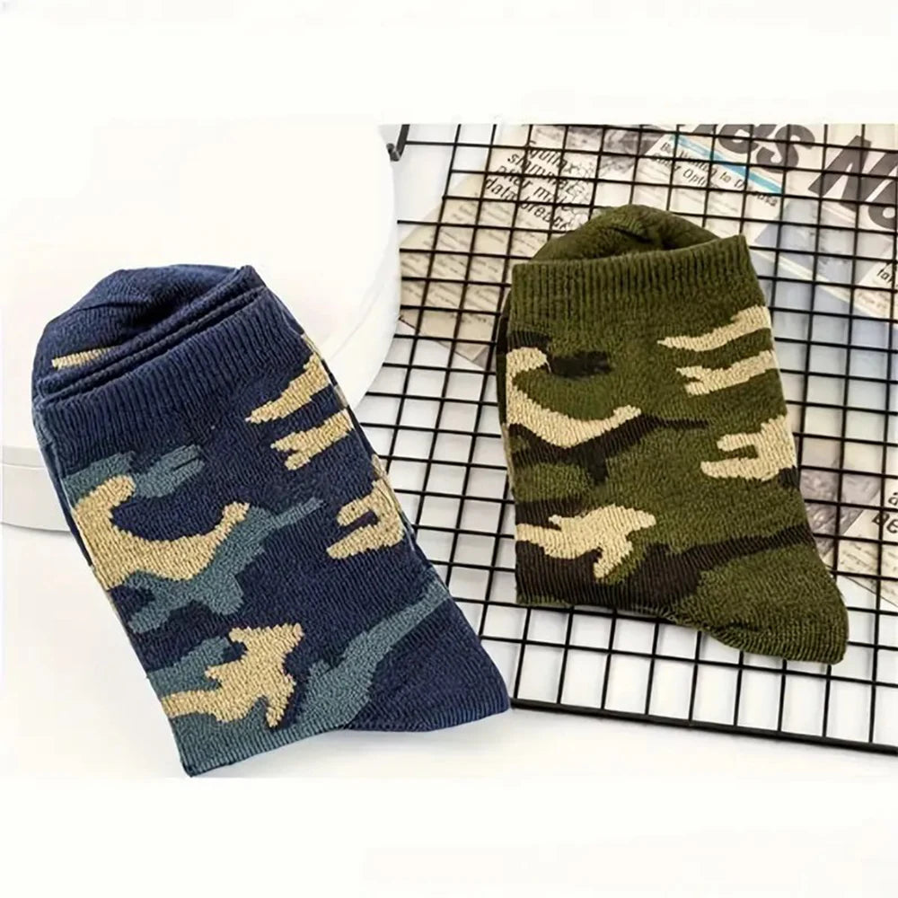 Polyester Elastane Camouflage Crew Socks