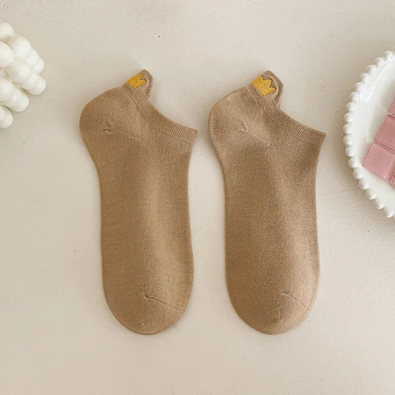 Cotton Embroidered Animal Crew Socks