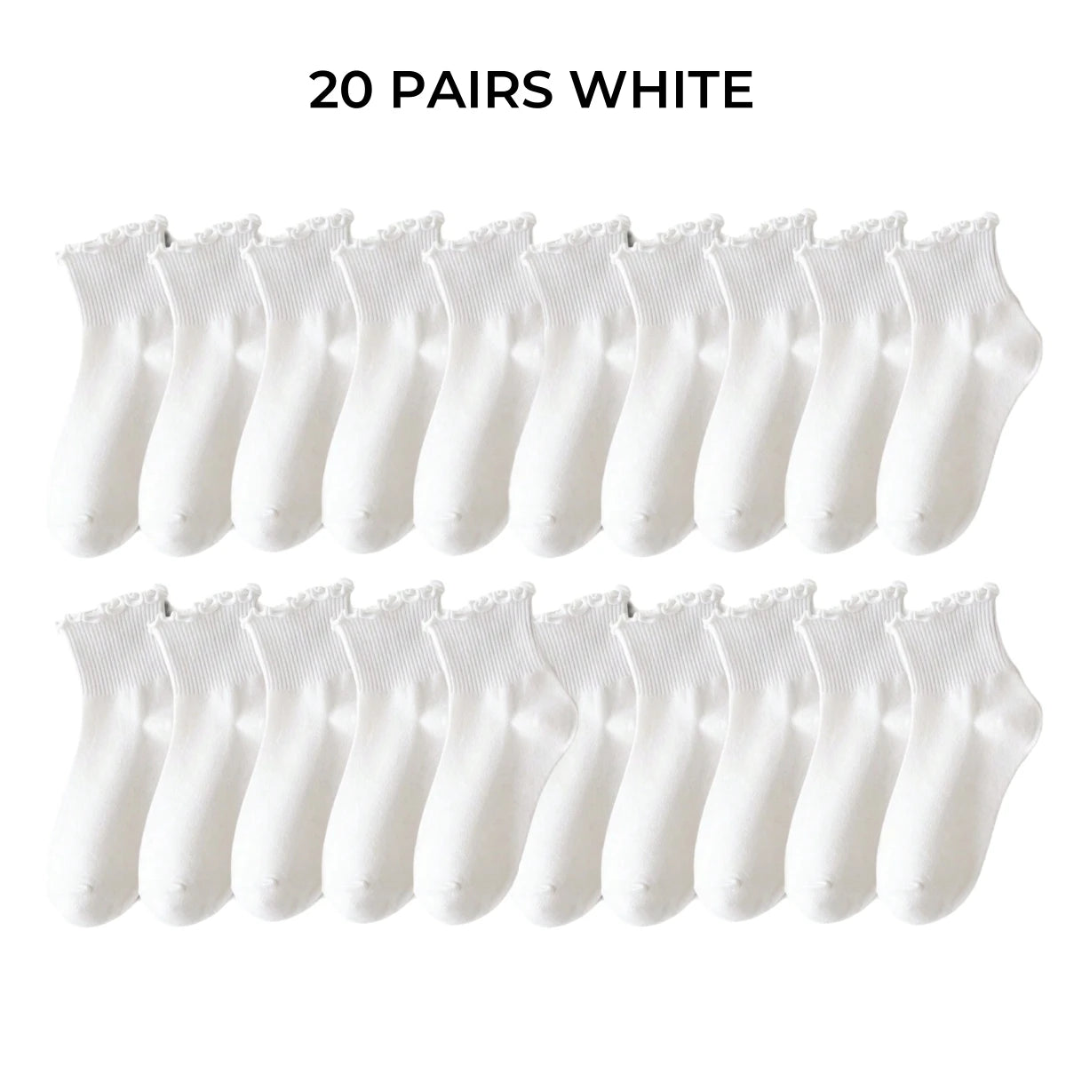 Polyester Elastane Ruffle Crew Socks Set - 9