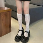 Polyester Blend Floral Lace High Tube Casual Socks