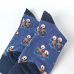 Cotton Blend Novelty Otter Print Crew Socks