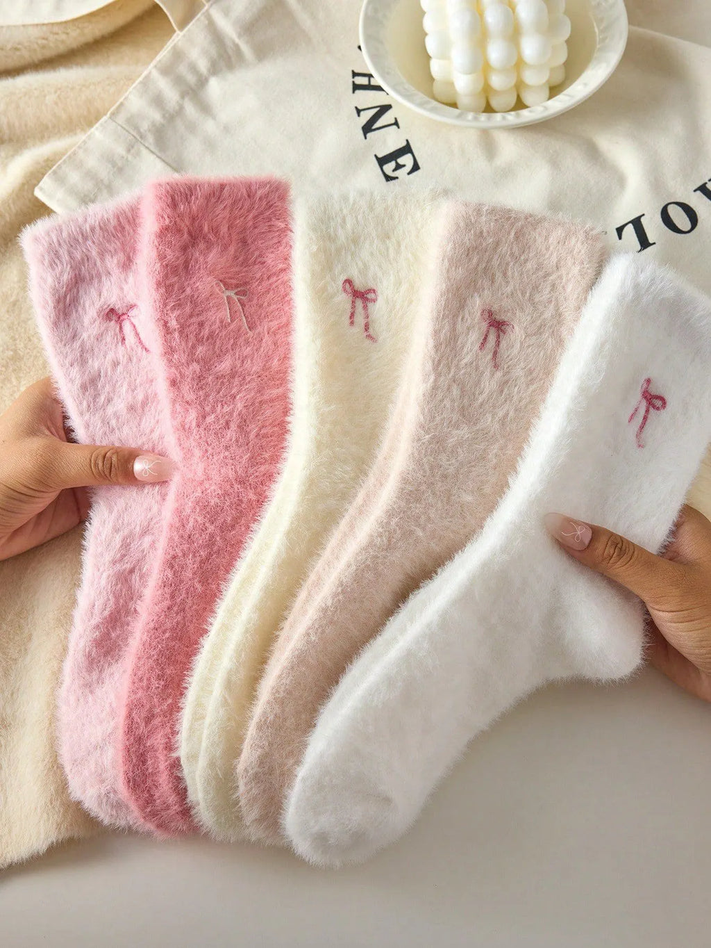 Polyester Elastane Knit Mid Tube Casual Socks