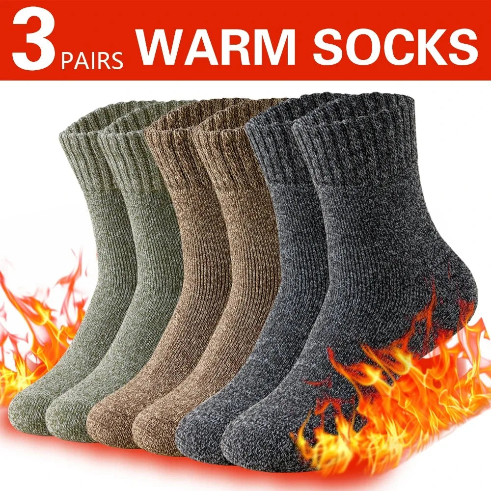 Polyester Elastane Knit Crew Socks Three Pair Set