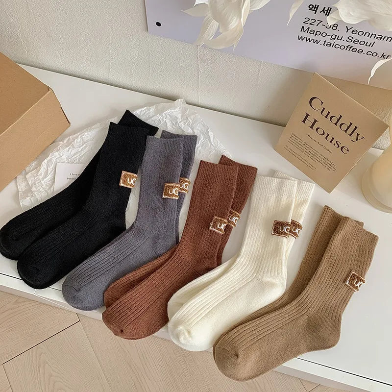 Thickened Polyester Mid Calf Knit Socks - 1