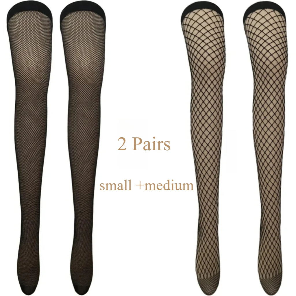 Nylon Elastane Fishnet Thigh High Stockings