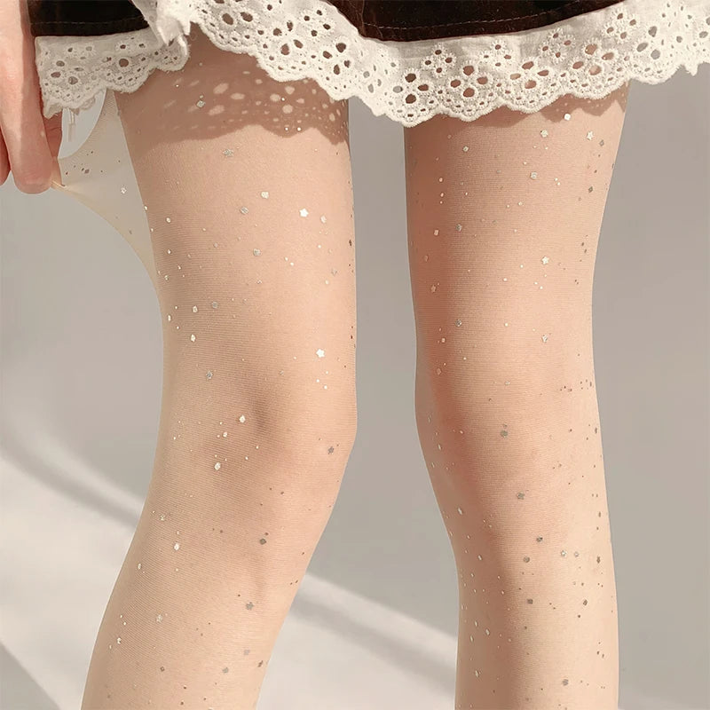 Polyester Elastane Sequin Sheer Pantyhose