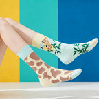 Cotton Blend Giraffe Print Mid Calf Socks