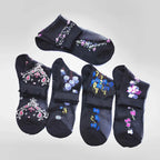 Floral Print Mid Tube Polyester Blend Socks