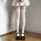 Solid Color Nylon Velvet Womens Knee High Socks