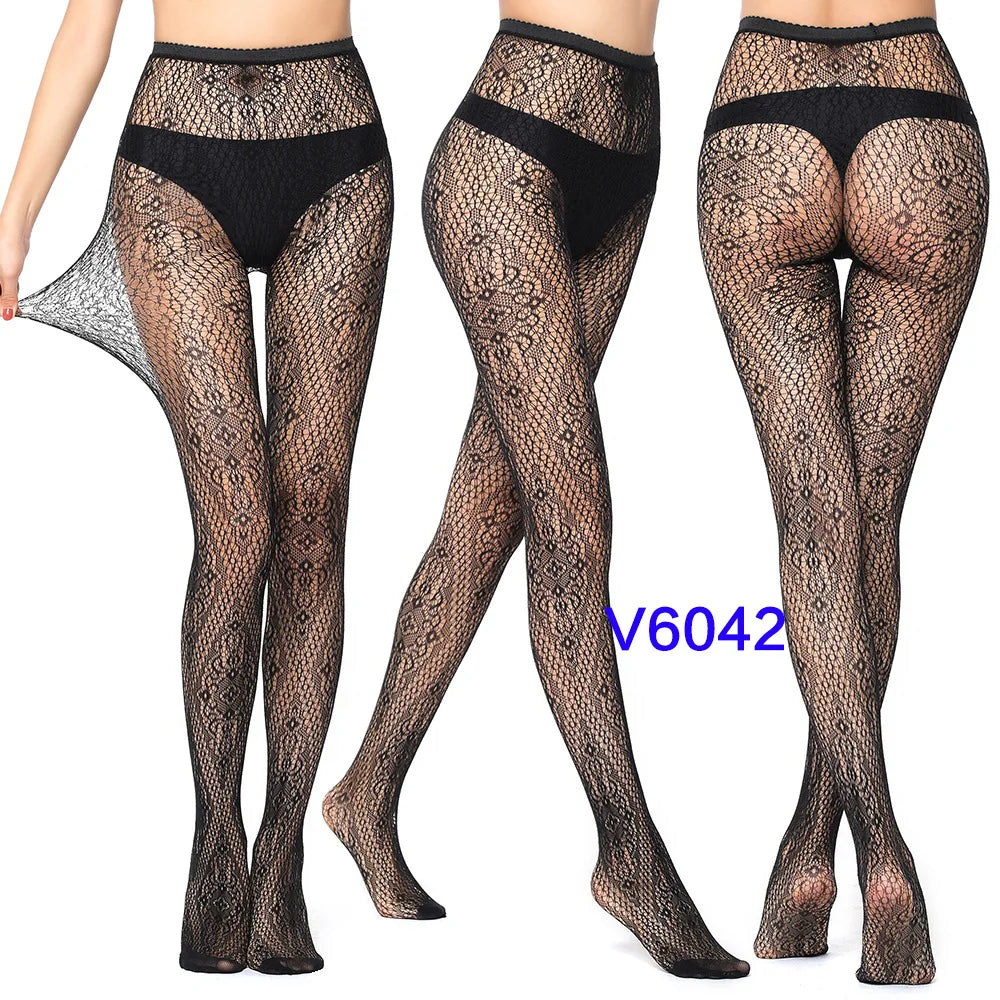Nylon Spandex Jacquard Patterned Fishnet Pantyhose Tights
