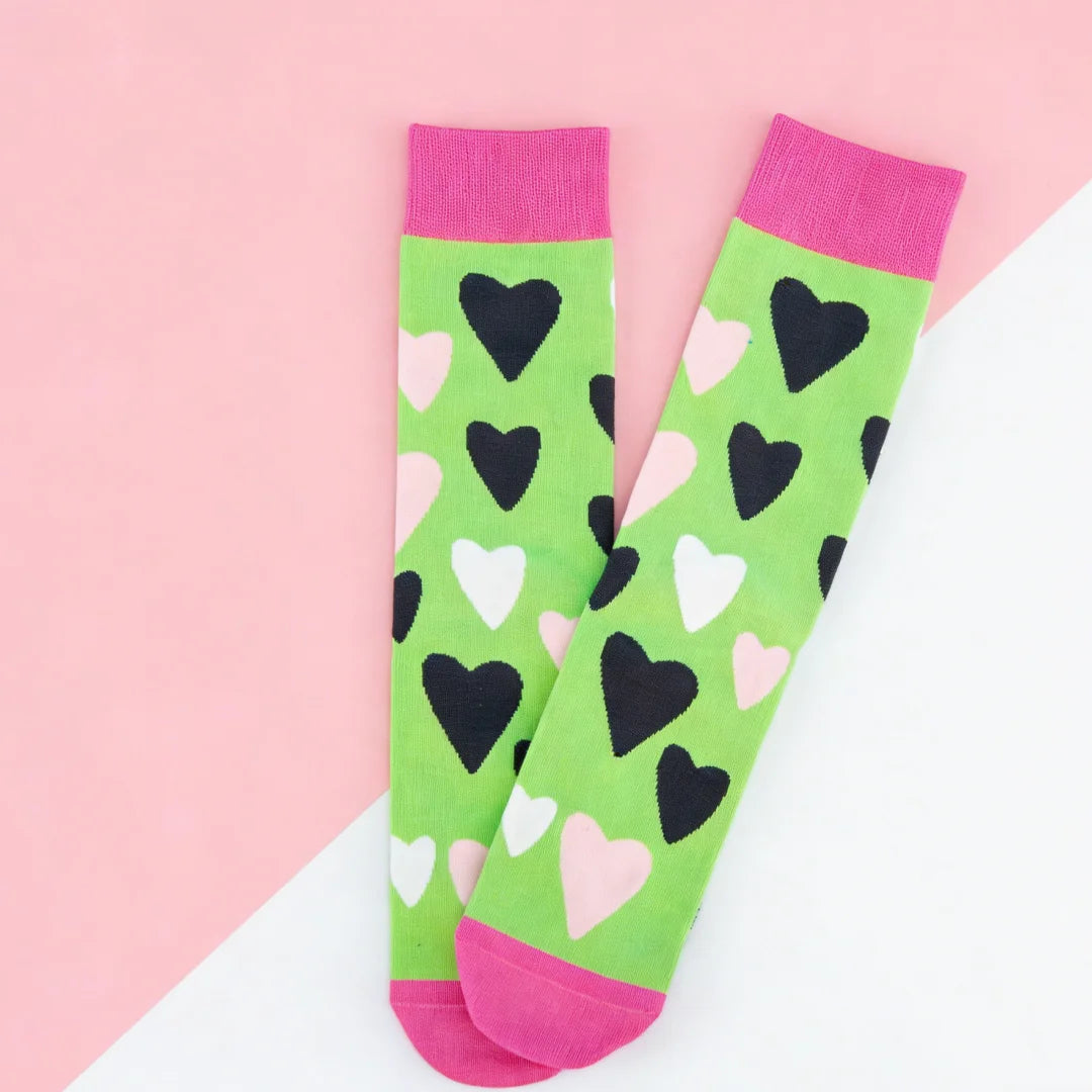 Cotton Polyester Heart Pattern Women Mid Tube Socks - 6