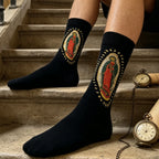 Polyester Elastane Portrait Print Mid Calf Socks