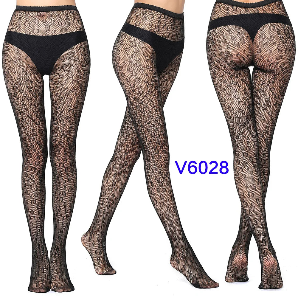 Nylon Spandex Jacquard Patterned Fishnet Pantyhose Tights - 36