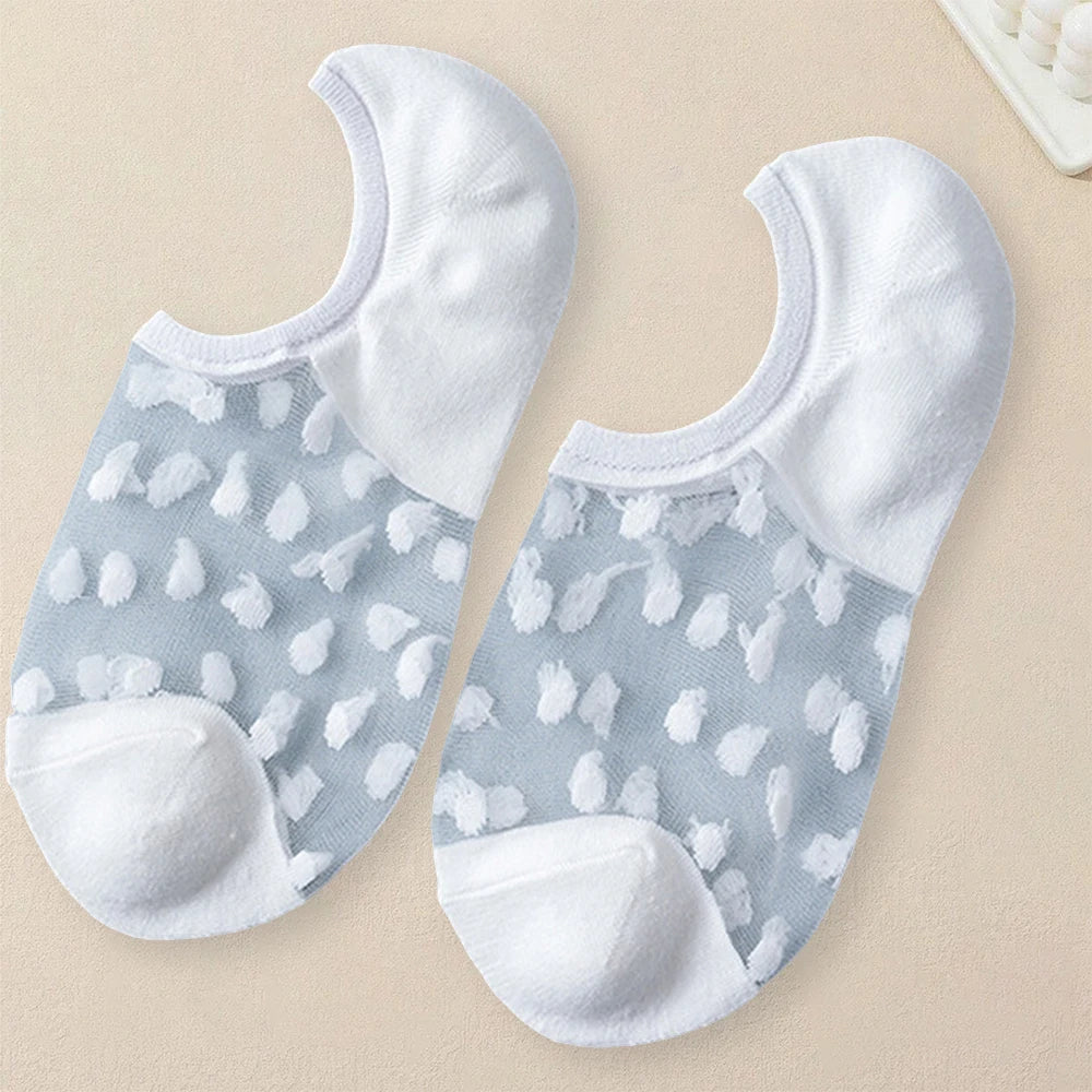 Polyester Elastane Polka Dot Low Tube Casual Women Socks - 6